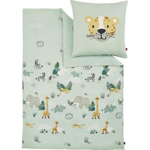 s.Oliver - Kinderbeddengoed - Lichtgroen - 100% Katoen - 2-delig met Ritssluiting en Machinewasbaar