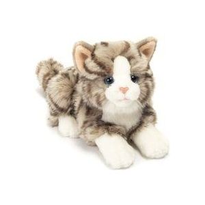 Knuffel Kat Grijs Getijgerd Liggend Klein
