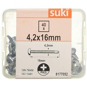 suki 40 stuks plaatschroeven lenskop 4,2 x 16 mm verzinkt boorpunt DIN 7504M, 6177052