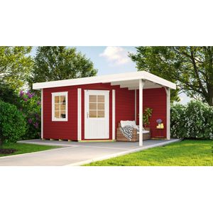 Weka Tuinhuis Met Overkapping 213 Type A Gr1 Rood 238x396cm