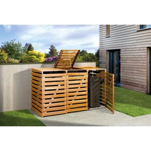 Weka Afvalcontainerkast 3 Containers Bruin 219x92x122cm