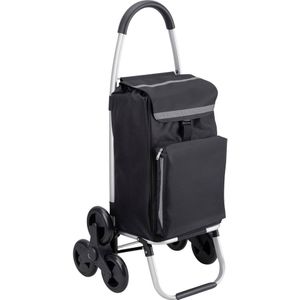 Meister Boodschappentrolley - 54 liter - 3 x 3 trapklimmer, met koelvak, afneembare en regenbestendige tas, ophanging voor de winkelwagen, opvouwbare shopper, winkelwagen, handwagen, zwart, 6816810