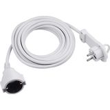 Schutzkontakt-Verlängerung - Extraflacher Stecker - 5 m Kabel - weiß - IP20 Innenbereich / Kupplung mit Berührungsschutz / Schuko-Verlängerung mit