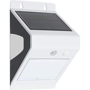 Meister LED zonnelamp - wit - 3 Watt - 200 lumen - Voor vaste installatie aan huismuren - Met zonnepaneel & bewegingsmelder - IP65 waterbescherming/buitenwandlamp/wandschijnwerper / 7490420