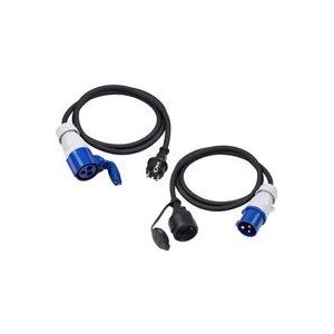 Meister CEE-adapterkabelset 2-delig - 1,5 m kabel - CEE-stekker & -koppeling - Robuuste rubberen leidingen H07RN-F3G 2,5 mm² - 16 A / 230 V - IP44 outdoor/campingkabel/campingadapter / 7425310