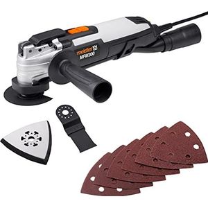 Meister Multifunctioneel gereedschap 300 W, MFW300 - Snelheidsregelaar - Voor zagen, slijpen en schrapen - Incl. Inval- en segmentzaagblad, Schuurplaat, Schuurpapier, Multitool in koffer / 5454380