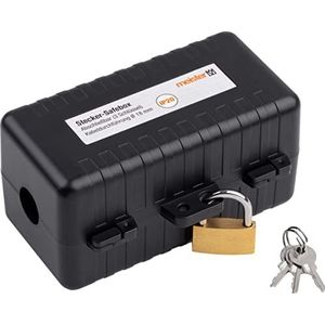 Meister Safebox voor stekker 120 x 60 x 60 mm - IP20 binnenruimte - Voor kabels tot 18 mm dikte - incl. hangslot & sleutels - Voor Euro- & Schuko-stekker/stekkerdoos / 7436120