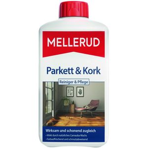 Mellerud Parket- en kurkreiniger & verzorging | 1 x 1 l | Vuilafstotend middel voor het verwijderen van vuil op parket-, houten en kurkvloeren