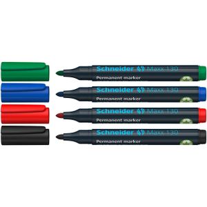 Schneider Maxx 130 Permanentmarker farbsortiert 1,0 - 3,0 mm, 4 St.