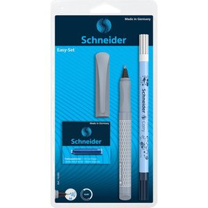 Schneider 74380 blister met 1 roller Easy + 1 inktwisser + 1 doos met 6 blauwe inktpatronen