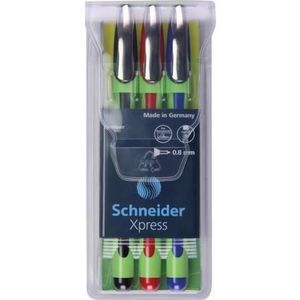 Schneider fineliner - Xpress - lijnbreedte 0,8mm - 3 stuks assorti kleuren - S-190093