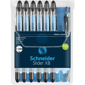AKTION: Schneider Kugelschreiber Slider Basic schwarz/transparent, Schreibfarbe: schwarz, 6 St. + GRATIS Slider Kugelschreiber Rave XB, schwarz