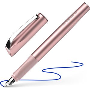 Schneider Ceod Shiny vulpen voor rechts- en linkshandigen, veermaat M, incl. inktpatroon koningsblauw, poederroze