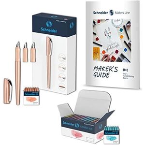 Schneider Callissima 399456 kalligrafieset (vulpen met 3 veerbreedtes, 66 pastelpatronen in 8 kleuren, met handlettergids) Kleur behuizing: abrikoos