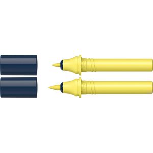 Schneider 040 Paint-It Twinmarkerpatronen (Brush Tip & 1,0 mm ronde punt, kleurintensieve inkt op waterbasis, voor gebruik op papier, >95% gerecycled kunststof) geel 063