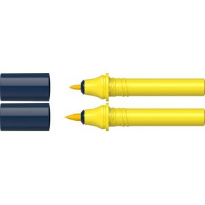 Schneider 040 Paint-It Twinmarkerpatronen (Brush Tip & 1,0 mm ronde punt, kleurintensieve inkt op waterbasis, voor gebruik op papier, >95% gerecycled kunststof) zand 064