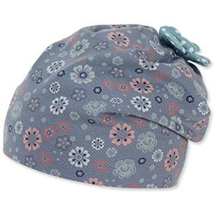 Sterntaler Slouch-beanie voor meisjes met stippen/bloemenpatroon, blauw, 53 cm