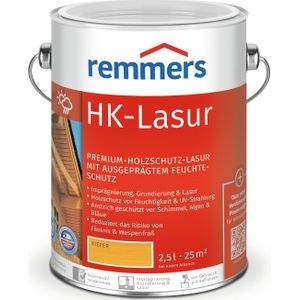 Remmers HK-Lazuur grenen, 2,5 liter, decoratieve, oplosmiddelhoudende premium houtbeits voor buiten, 3-voudige houtbescherming met impregnering + grondering + beits, houtbescherming tegen vocht