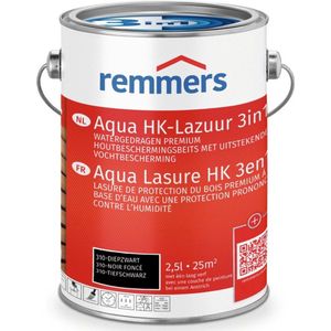 Remmers Aqua HK Lazuur 3in1 plus - 310 Diepzwart 5 liter - Beitsen - Waterbasis - Verfwinkel is tot 50% goedkoper