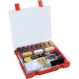 Werkzeyt - Houtreparatieset - 17-delig - 11 Verschillende Tinten - Inclusief Wassmelter, Schaaf & Schuurspons