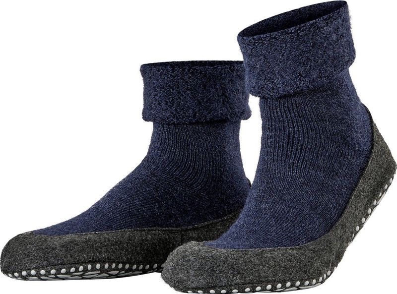 FALKE Cosyshoe antislip noppen merinowol huissokken pantoffels heren blauw