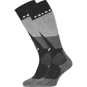 FALKE SK2 Skisokken anti blaren, medium padding merinowol wintersportsokken heren zwart - Maat 39-41