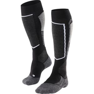 FALKE SK2 Skisokken anti blaren, medium padding merinowol wintersportsokken heren zwart - Maat 42-43