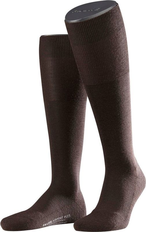 FALKE - Airport Plus - Heren Kniokousen - Donkerbruin - Katoen/Merinowol