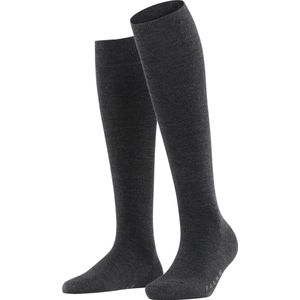 FALKE Softmerino warme ademende merinowol katoen kniekousen dames grijs