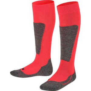 FALKE Active Ski skiën anatomische pluche zool merinowol wintersportsokken kinderen rood - Maat 39-42
