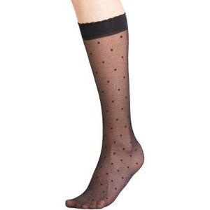 FALKE Dot mat met patroon ultra transparant 15 Denier pantykousen dames zwart - Maat 39-42