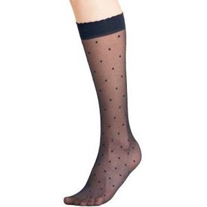 FALKE Dot mat met patroon ultra transparant 15 Denier pantykousen dames blauw - Maat 35-38