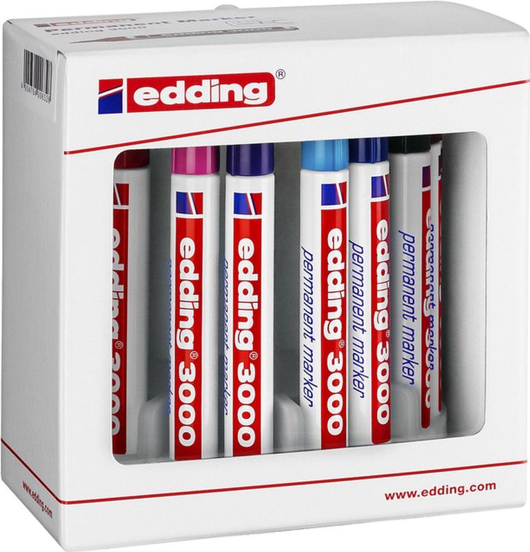 EDDING Systembox Permanent-Marker 3000, inkl. 10 Marker, farbig sortiert