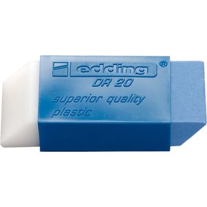 edding DR20 Gum, 1 combinatiegum, gum met wit uiteinde voor het gummen van potloodstreken en blauw uiteinde voor het gummen van inkt en kleurpotloden