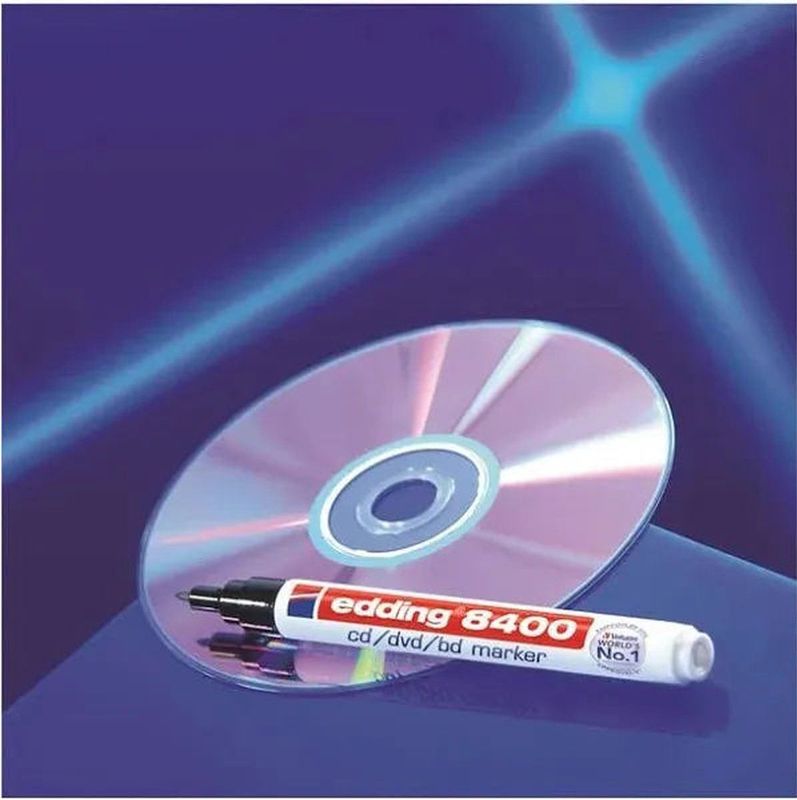 Edding - 8400 - Cd Marker - Rood - 10 Stuks - Ronde Punt - Wrijf- en Watervast