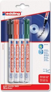 Cd marker edding 8400 rond 0.5-1.0mm assorti blister à 4 stuks