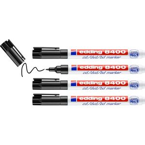 Edding 8400/4 Cd/Dvd/Bd Marker Blister - Zwart - 4 Stuks - 0,5-1mm