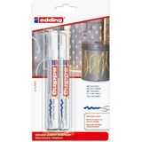 edding 750/2 lakmarker - wit 2 stuks - warmtebestendig tot 1000 °C - ronde punt 2-4 mm - verfstift voor markeren en labelen van metaal, glass, steen of plastic - permanent, veegvast en watervast