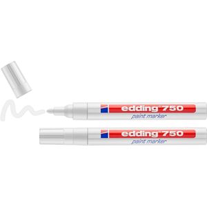 edding 750/2 lakmarker - wit 2 stuks - warmtebestendig tot 1000 °C - ronde punt 2-4 mm - verfstift voor markeren en labelen van metaal, glass, steen of plastic - permanent, veegvast en watervast