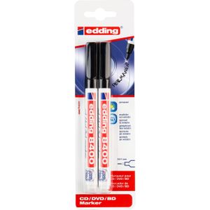 Edding 8400/2 Cd/Dvd/Bd Marker Blister - Zwart - 0,5-1mm - 2 Stuks