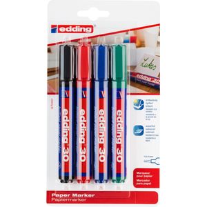 Pigmentmarker edding 30 brilliant paper marker 1,5-3mm schwarz, rot, blau, gr&#252;n VE=4 St&#252;ck