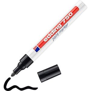 edding 750 verfmarkers, zwart, 1 stift, ronde punt, 2-4 mm, verfmarker voor metaal, glas, steen of kunststof, hittebestendig, permanent en waterdicht