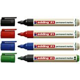 edding 21 EcoLine permanente marker - 10 stuks rood- ronde punt - 1,5-3 mm - sneldrogende permanent marker - water- en wrijfvast - voor karton, kunststof, hout, metaal - universele marker - Alcoholstift