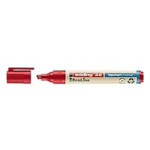 edding 32 EcoLine schildersezel markers - rood - 10 pennen - 1-5 mm wigpunt - voor schrijven, tekenen op papier voor vergadertafel, geen overloop, niet uitdrogen, navulbaar