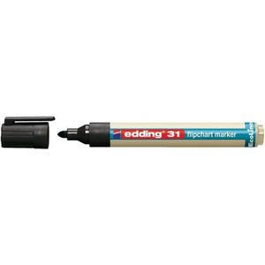 edding 31 EcoLine flipchart marker - zwart - 10 stiften - roonde punt 1,5-3 mm - stift voor schrijven, tekenen op flip-over papier - drukt niet door - droogt niet uit- intensieve kleur - navulbaar