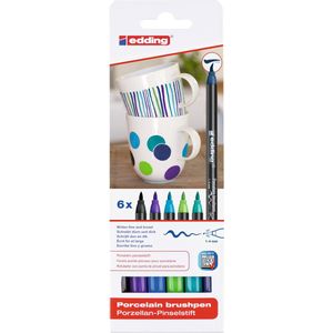 edding - 4200 - Viltstiften - Koele Kleuren - Set van 6 - Flexibele Penseelpunt
