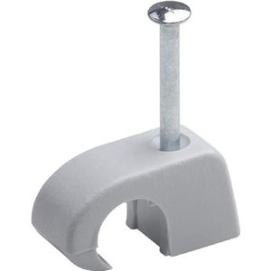 Meister Express-klem - in praktische set - voor het vastzetten van kabels & leidingen - incl. voorgemonteerde spijker / kleefclips / kabelklemmen / nagelklemmen grijs. 4 - 7 mm (50 Stuk) grijs