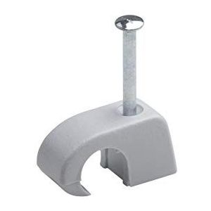 Meister Express-klem - in praktische set - voor het vastzetten van kabels & leidingen - incl. voorgemonteerde spijker / kleefclips / kabelklemmen / nagelklemmen grijs. 10 - 14 mm (50 Stuk) grijs