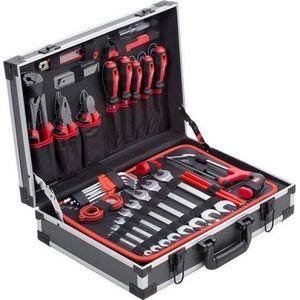 Meister Gereedschapskoffer, 121-delig, stevige aluminium koffer, gereedschapsset, voor huishouden, garage en werkplaats, professioneel gevuld, gereedschapskist, complete gereedschapskist, 8971460