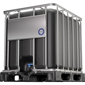 IBC-container met VN-goedkeuring, UV-bescherming, inhoud 1000 l, zwart, op kunststof pallet